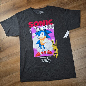 Sonic Hedgehog T Shirt Mens M Gray Kanji Graphic No Time For Games Sega Retro